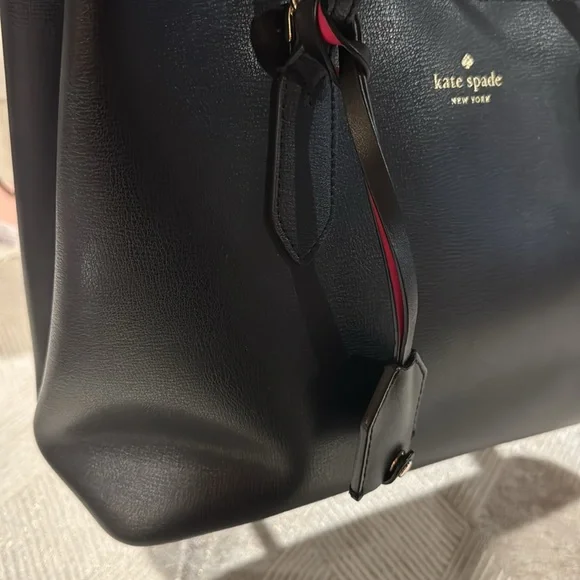 Kate Spade Black Leather Harper Satchel Crossbody Purse - Picture 11 of 16